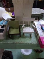 2 vintage wood doll chairs