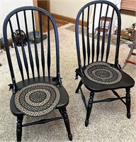 Pair of black spindles back chairs