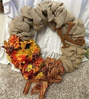 Fall burlap wreath