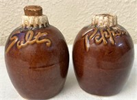 Hull pottery brown drip salt and pepper shakers