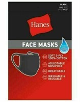 Hanes 5pk Cotton Face Masks - Black Colour