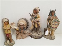 4 Native American Statues