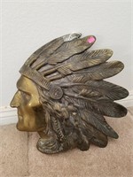 Large Brass Native American Head