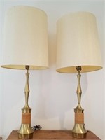 Pair of Beautiful Brass Lamps With Shades