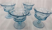 SET OF 4 HEAVY BLUE GLASS DESSERT DISHES