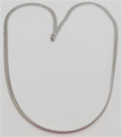 Silver Tone Herringbone Necklace - 34" Long