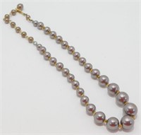 Gray Pearl Vintage Necklace with Crystal Spacers