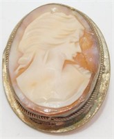 Pink and Cream Colored Cameo Vintage Brooch
