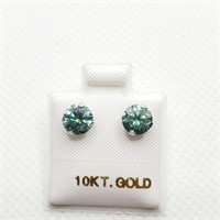 $300 10K  Moissanite Greenish Blue(1.5ct) Earrings