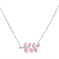 Pink Opal Leaf Design Necklace