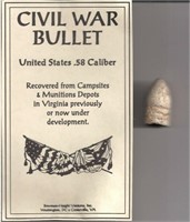 Civil War 58 Caliber Bullet From Va Battlefield