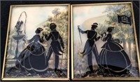 Vntg. Painted Silhouette "sweethearts" *1933 Glass