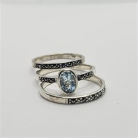 $120 Sterling Silver Blue Topaz  & Marcasite Rings