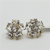 $150 Sterling Silver White Topaz (9.6ct) Earrings