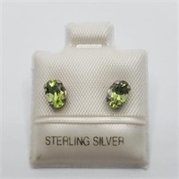 $50 Sterling Silver Peridot 6x4mm Earrings