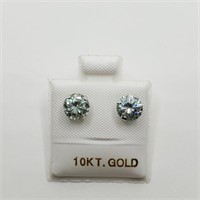 10K Moissanite Light Bluish Green  Earrings