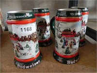 Vintage 1991 Budweiser Steins, lot of 4
