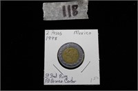 Silver 1998 $2 Mexican Pesos