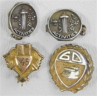 4 Vintage Sterling Silver Pins