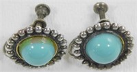 Sterling Silver and Turquoise Screw Back Earrings