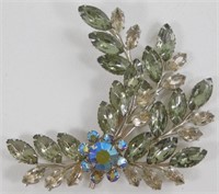 Vintage Large Coat Brooch - Smokey, Clear and