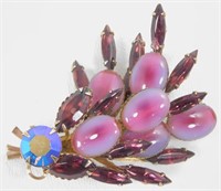 Vintage Purple Stone and Cabochon Insect Brooch