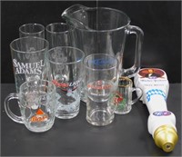 ** Vintage Beer Glass Lot plus Pitcher and Tap