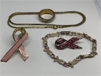 LOT OF MISC JEWERLY BREAST CANCER AWARENESS MORE