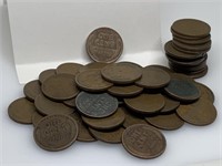 QTY 1 "ROLL" 50 UNSEARCHED WHEAT PENNIES