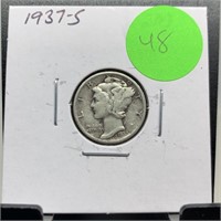 1937-S MERCURY SILVER DIME