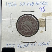 1866 SHIELD NICKEL