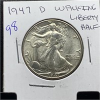 1947-D WALKING LIBERTY SILVER HALF DOLLAR