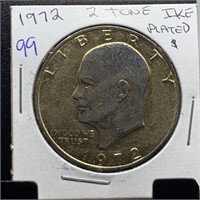 1972 2 TONE IKE DOLLAR PLATED COIN