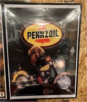 Pennzoil Framed Motorcyle Poster