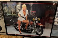 Dream Garage Girl in White on Red Motorcyle Framed
