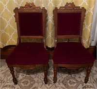 Red Walnut Victorian Side Chairs