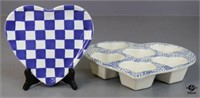 Ceramic Heart Plate & Muffin Pan 2pc