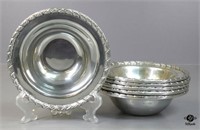 Silver Tone Metal Bowls 6pc