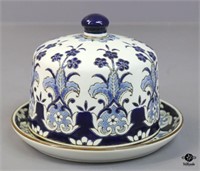 Blue & White Ceramic Plate w/Dome Cover 2pc