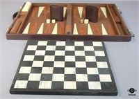 Marble Checkerboard & Backgammon Case 2pc