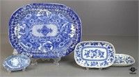 Blue & White Dishes/Platter 4pc