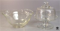 Glass Bowl & Domed Cheese Plate 2pc