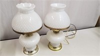 Vintage Hobnail Milkglass Lamps