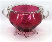 Hand Blown Cranberry Glass Bowl