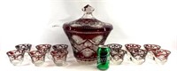 Bohemian Crystal Glass Punch Bowl Set