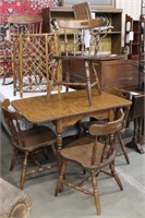 DROP LEAF MAPLE TABLE AND 4 CHAIRS