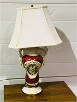 vintage red table lamp w/ shade