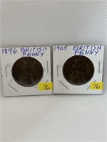 1896 & 1905 British Penny