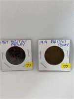 1907 & 1914 British Penny