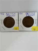 1916 & 1921 British Penny